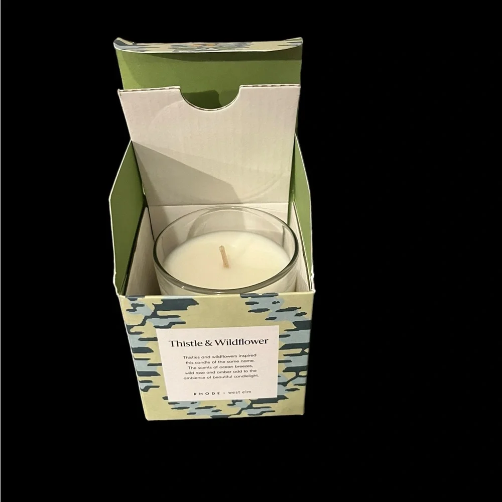 NIB Rhode + West Elm Thistle & Wildflower 4.9 oz Single Wick Scented Candle